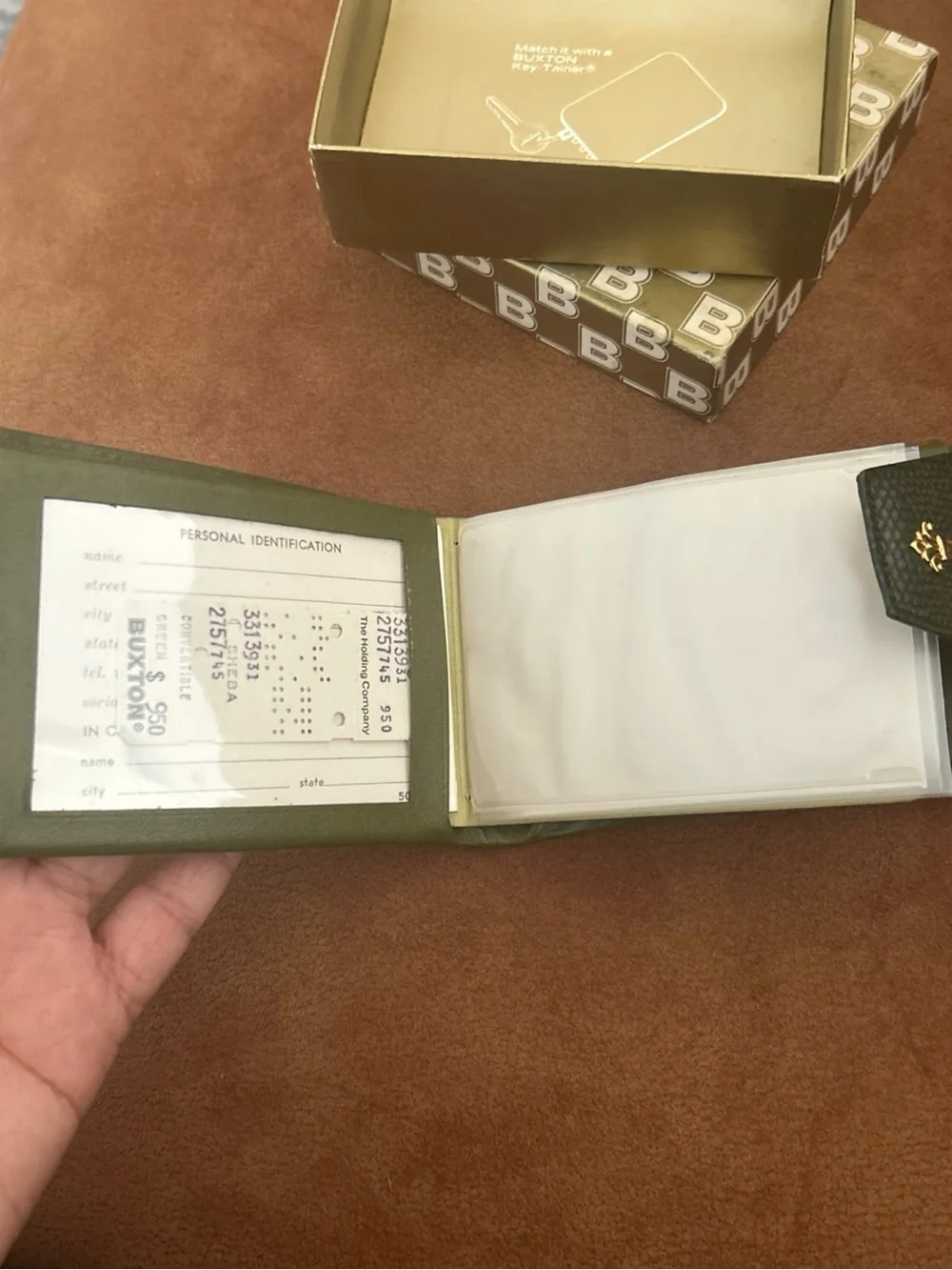Buxton Convertible  Wallet Vintage Unused Box Split Leather